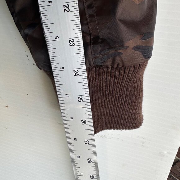 XRAY Jeans Brown Camouflage Bomber Jacket W/ Faux Fur Collar & Patches Size M - Picture 5 of 13